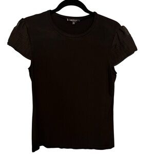 Anne Klein Black Cap Sleeve Fitted Tee
